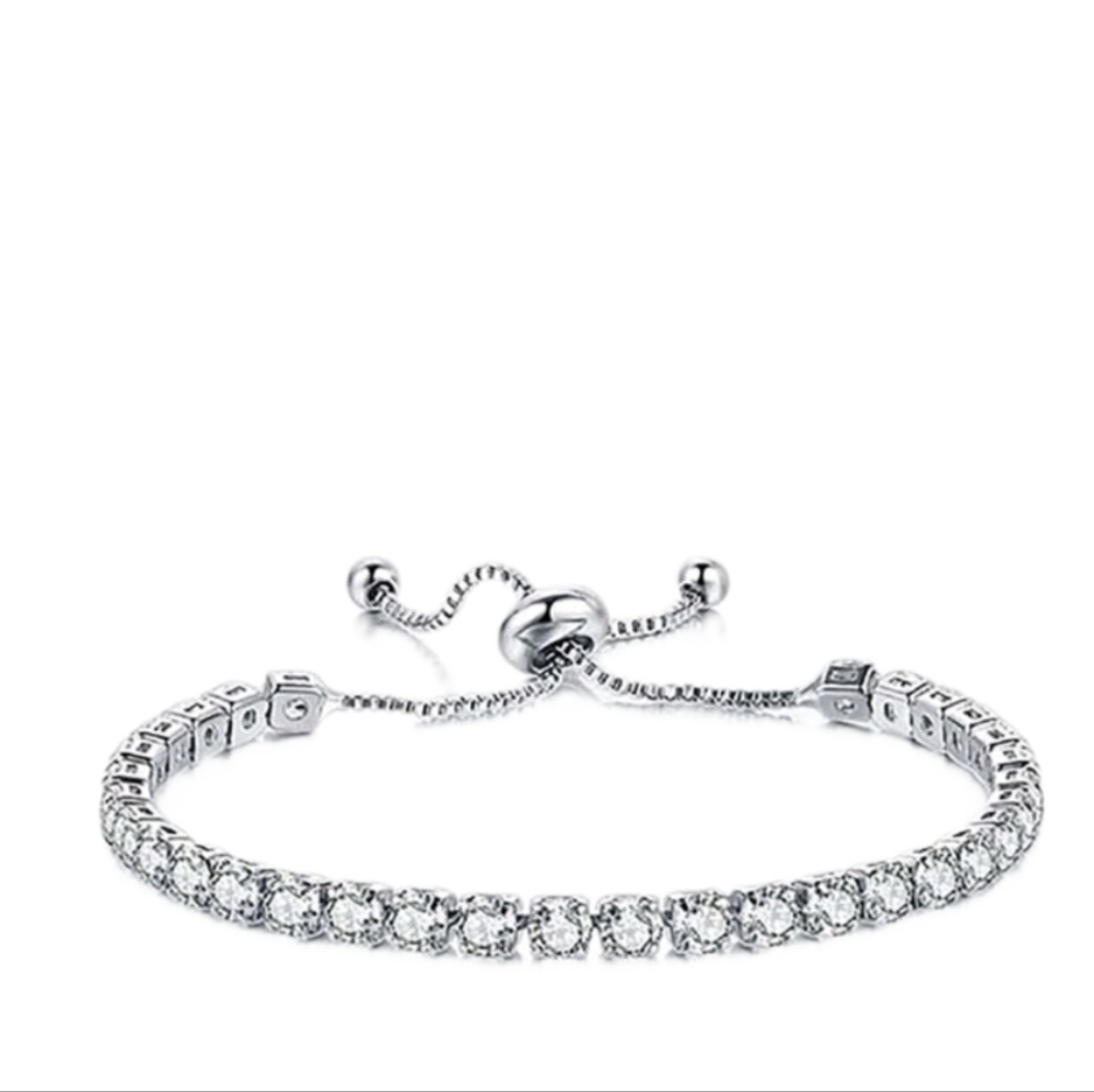 Tennis CZ Silver Fashion Adjustable Bracelet
